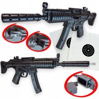 MP5 KARABIN SPRĘŻYNOWY REPLIKA NA KULKI 6mm Air Soft Gun + TŁUMIK + Tarcze