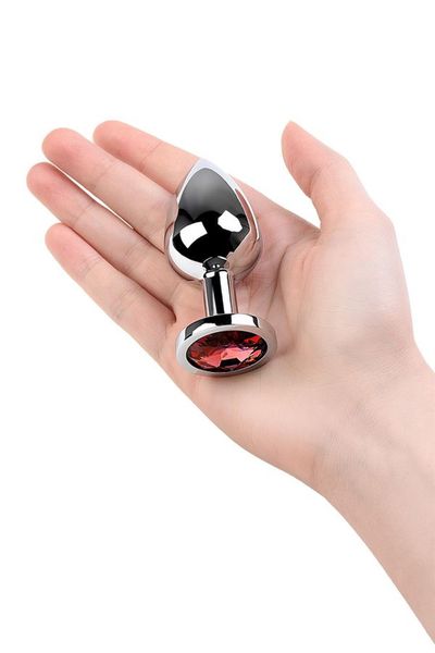 Silver Anal Plug With Gem, Red zdjęcie 6