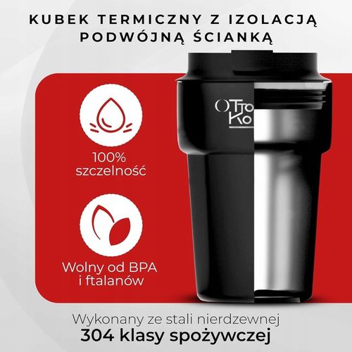 Kubek termiczny Otto Koning 350ml stalowy czarny do kawy i podróży na Arena.pl