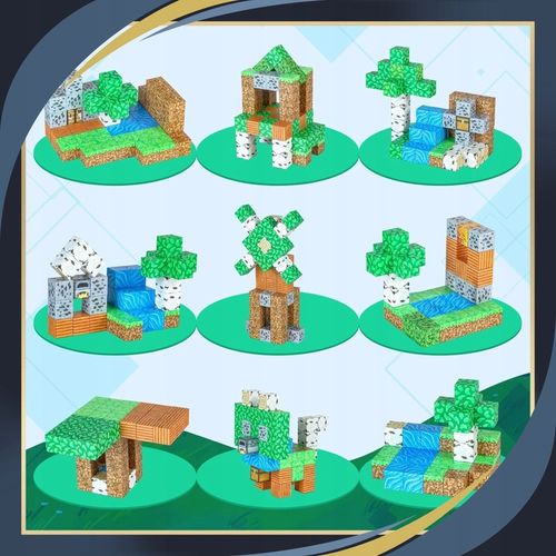 KLOCKI MAGNETYCZNE Sześciany Piksele Dla dzieci 200 KLOCKÓW + 2 LUDZIKI na Arena.pl