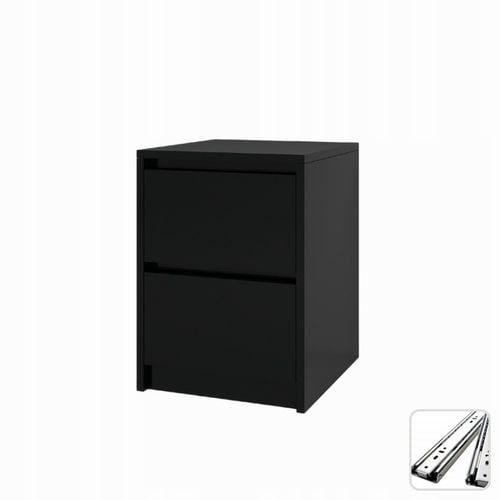 Praktyczna Szafka Nocna CZARNA 2 szuflady stolik nocny loft 42x52x43cm na Arena.pl