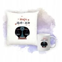 Zestaw Poduszka i Kubek Nadruk Personalizacja PREZENT ZNAK ZODIAKU WAGA