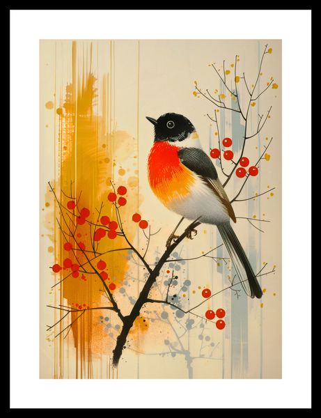 Plakat 25x35cm Jesienny Rudzik zdjęcie 3