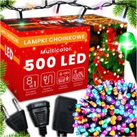 LAMPKI LED CHOINKOWE ZEWNĘTRZNE ŚWIĄTECZNE Multikolor 500led MOCNE OZDOBNE