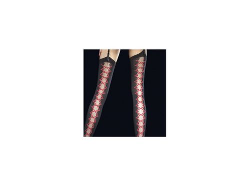 Pończochy do pasa Fiore wiązany wzór gorset White 3 na Arena.pl