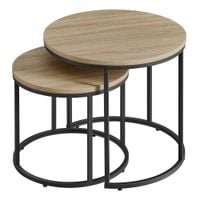 Stolik kawowy okrągły 2szt 53x45 i 43x35 zestaw styl loft dąb sonoma