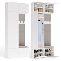 GARDEROBA HAGA II 1SZ1W BIAŁA Szafa + Wieszak + Siedzisko Przedpokój