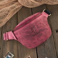 saszetka damska skórzana nerka w stylu vintage różowa