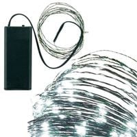 Lampki Choinkowe Zielony Drucik Na Baterie Zimne Światło Białe 40Led