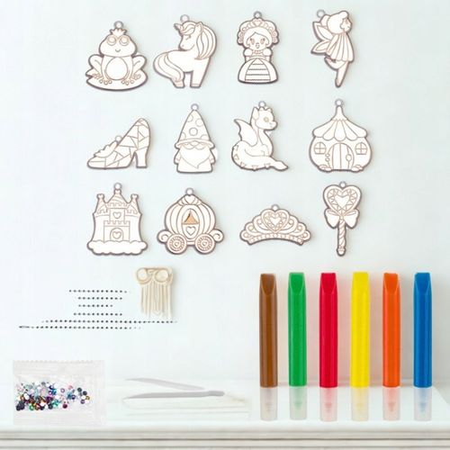 ZESTAW DO ROBIENIA BRELOCZKÓW dla dzieci DIY breloczki 12 szablonów 12 farb na Arena.pl