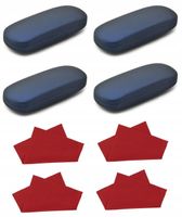 4x ETUI NA OKULARY granat Futerał Twarde ochronne + 4x ŚCIERECZKA Premium