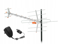 ANTENA ZEWNĘTRZNA KIERUNKOWA DVB-T2 VHF FULLHD 4K MUX8 WZMACNIACZ ZASILACZ