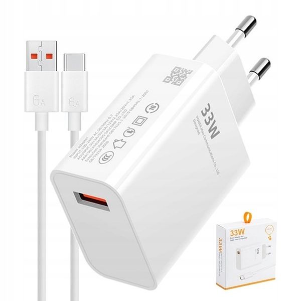 SZYBKA ŁADOWARKA DO XIAOMI REDMI NOTE 33W 3A + 1M KABEL USB TYP C 6A zdjęcie 2