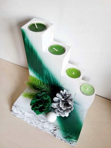 STROIK Świąteczny ŚWIECZNIK ADWENTOWY Z DREWNA Ozdoba BOŻE NARODZENIE DUŻY na Arena.pl