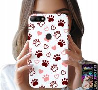 ETUI DO HUAWEI Y7 2018 - PSIE ŁAPKI NA BIAŁYM TLE, PIES, KOT, MIŚ
