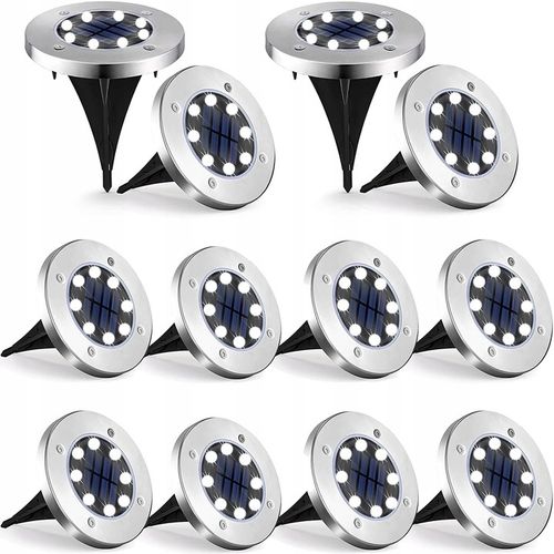 LAMPKI SOLARNE OGRODOWE GRUNTOWE ŚWIECĄCY DYSK x12 na Arena.pl