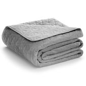 Narzuta na łóżko LAILA przód velvet tył mikrofibra 170x210 szara AmeliaHome