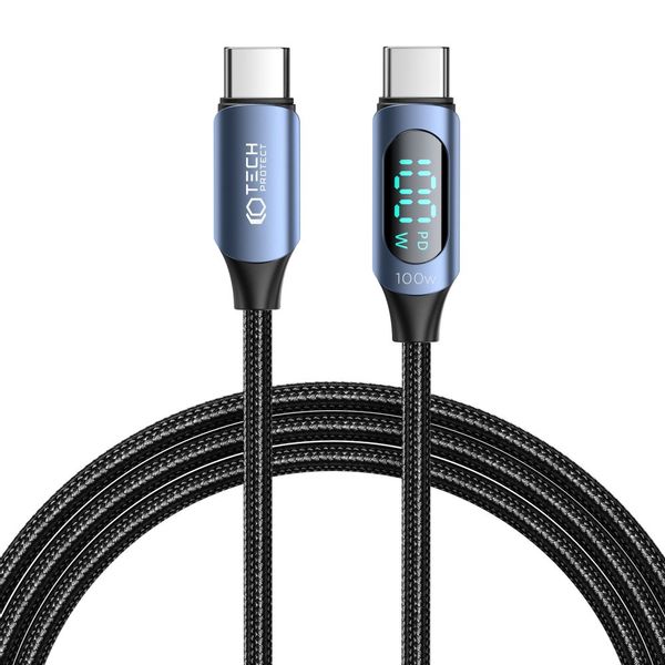TECH-PROTECT ULTRABOOST LED TYPE-C CABLE PD100W/5A 200CM BLUE zdjęcie 1