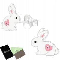 KOLCZYKI SREBRNE WKRĘTKI ZAJĄCZKI KRÓLICZKI SREBRO 925