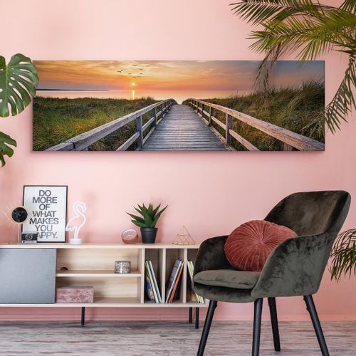 Obraz Na Płótnie Canvas MORZE Wydmy Pomost Zachód Słońca 145cm x 45cm na Arena.pl