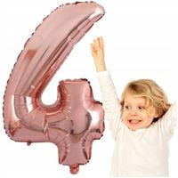 balon cyfra 4 różowe złoto przyjęcie impreza ozdoba foliowy 82cm dekoracja