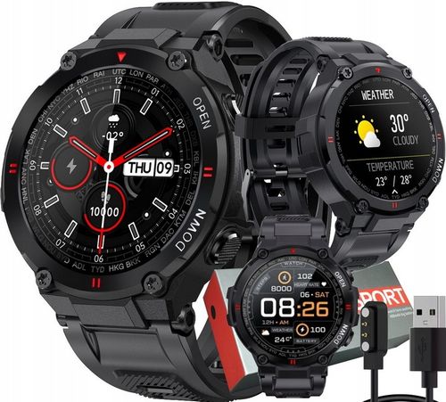 WOJSKOWY ZEGAREK SMARTWATCH PULSOMETR ROZMOWY POLSKIE MENU MOCNA BATERIA na Arena.pl