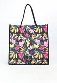 Monnari - torba zakupowa shopper przeszycia kwiaty czarny SHP0210