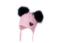 Jamiks AUGUSTA czapka z dwoma pomponami różowa 50-52