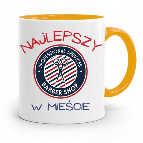 Kubek Żółty Fryzjera Najlepszy Barber W Mieście Z Nadrukiem Ze Zdjęciem na Arena.pl
