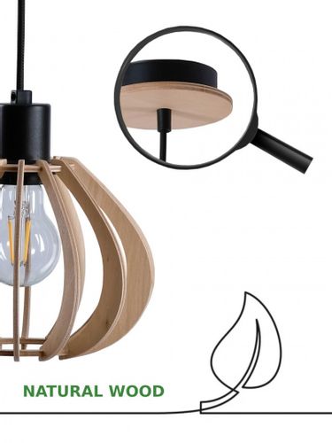 Lampa wisząca 5xE27 NICOLETA NATURAL AND BLACK 829 na Arena.pl