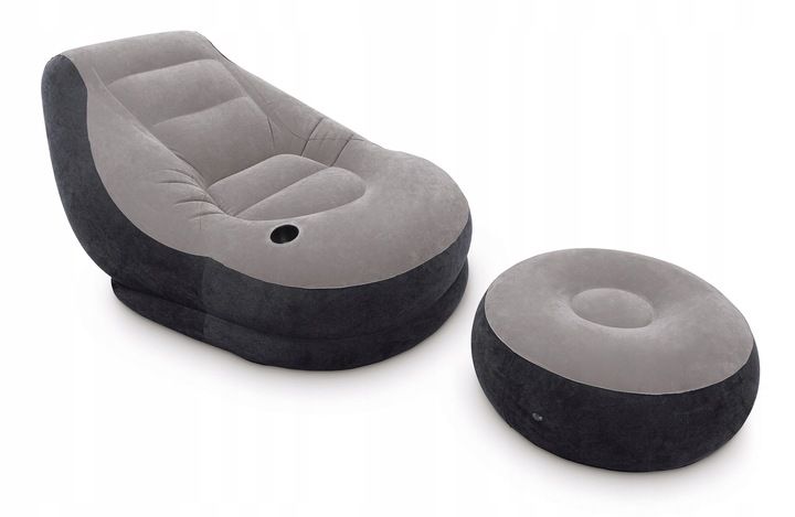 FOTEL DMUCHANY WELUROWY PUFA + PODNÓŻEK INTEX zdjęcie 11