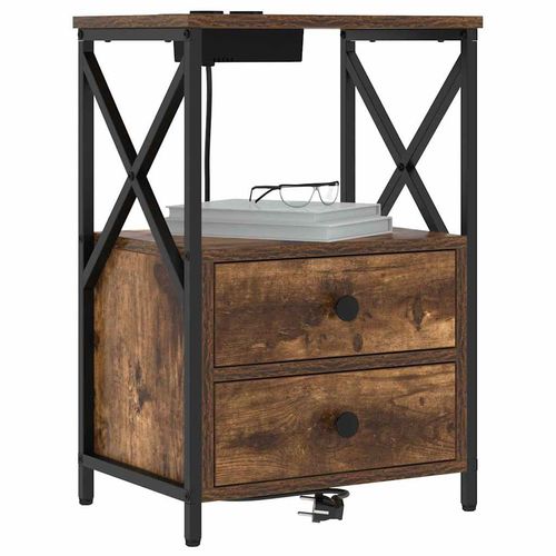 Nocna szafka z stacją ładującą z szufladą Wędzony dąb na Arena.pl