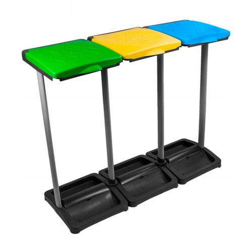 KOSZ STOJAK NA WORKI DO SEGREGACJI ŚMIECI 3 STANOWISKA KOSZ NA ŚMIECI 360L na Arena.pl