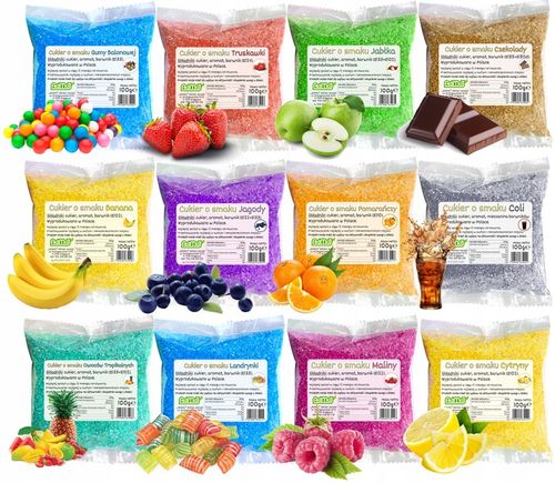 Cukier 12x 100g Kolorowy Do Waty w Saszetkach + Posypki Słomki na Arena.pl