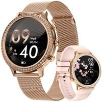 Smartwatch Damski VELTORI VT310-1 Złota Bransoleta + Różowy Pasek Silikonow