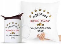 Zestaw Poduszka + Kubek Kosmetyczki Makijażystki Z Nadrukiem Ze Zdjęciem