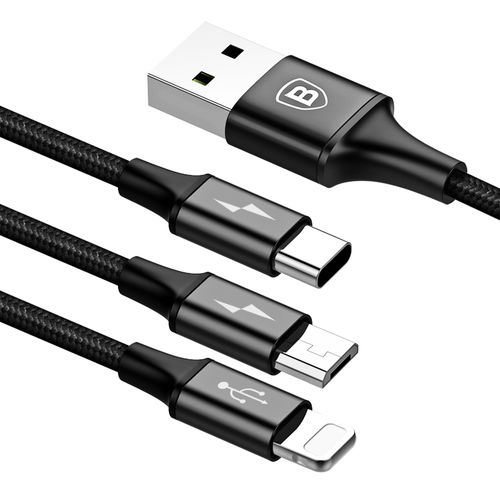 KABEL BASEUS 3W1 MICROUSB, USB-C APPLE IPHONE 1,2M na Arena.pl