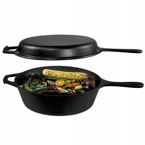 RONDEL ŻELIWNY Z PATELNIĄ 3 w 1 PATELNIA BRYTFANNA GARNEK 26 CM na Arena.pl