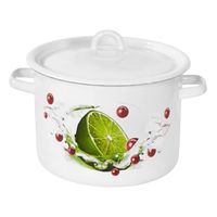 GARNEK EMALIOWANY Z POKRYWKĄ NET-POL BIAŁY LIMONKA 20 CM 4,5 L