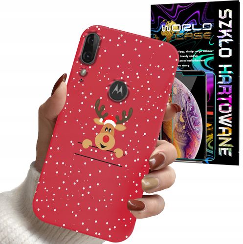 ETUI DO MOTOROLA E6 PLUS - ŚWIĄTECZNE WZORY RENIFER PLECKI + SZKŁO na Arena.pl