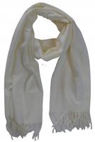 Cashmere - ciepły modny szalik frędzle gładki śmietanka 06