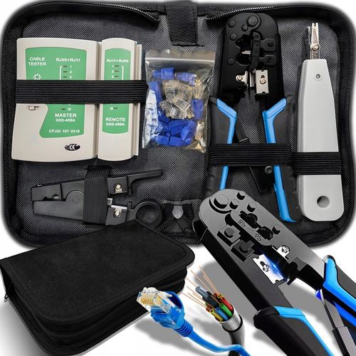 TESTER SIECIOWY ZACISKARKA STRIPPER WCISKACZ WTYKI RJ45 ZESTAW XXL + ETUI na Arena.pl