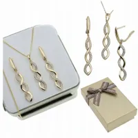 KOLCZYKI NASZYJNIK KOMPLET ZŁOTY STAL PUDEŁKO PREZENT DLA NIEJ