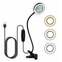 LAMPKA LED BIURKOWA KLIPS DO CZYTANIA USB 3 ODCIENIE ŚWIATŁA REGULACJA 360
