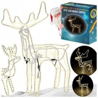 RENIFER LED Z RUCHOMĄ GŁOWĄ DUŻY ŚWIECĄCY XXL 312 LED CIEPŁA BIEL BIAŁY