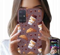 ETUI DO SAMSUNG GALAXY A51 - CASE Z KAWĄ ROGALIKAMI I ZIARNAMI W TLE