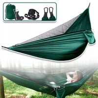 HAMAK Z MOSKITIERĄ TURYSTYCZNY PODRÓŻNY 270CM KEMPINGOWY OGRODOWY 300KG