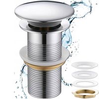 KOREK UMYWALKOWY AUTOMATYCZNY KLIK KLAK AUTO BEZ PRZELEWU SREBRNY