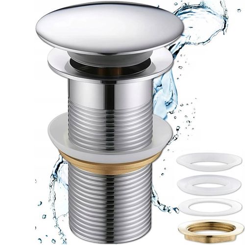 KOREK UMYWALKOWY AUTOMATYCZNY KLIK KLAK AUTO BEZ PRZELEWU SREBRNY na Arena.pl