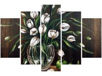 100CM 150CM OBRAZ 5 ELEM TULIPANY ŚCIENNY